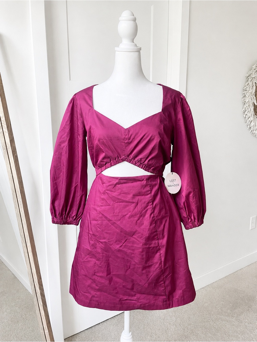 NWT Lost + Wander Soul Mate Mini Dress Puff-Sleeve Cutout